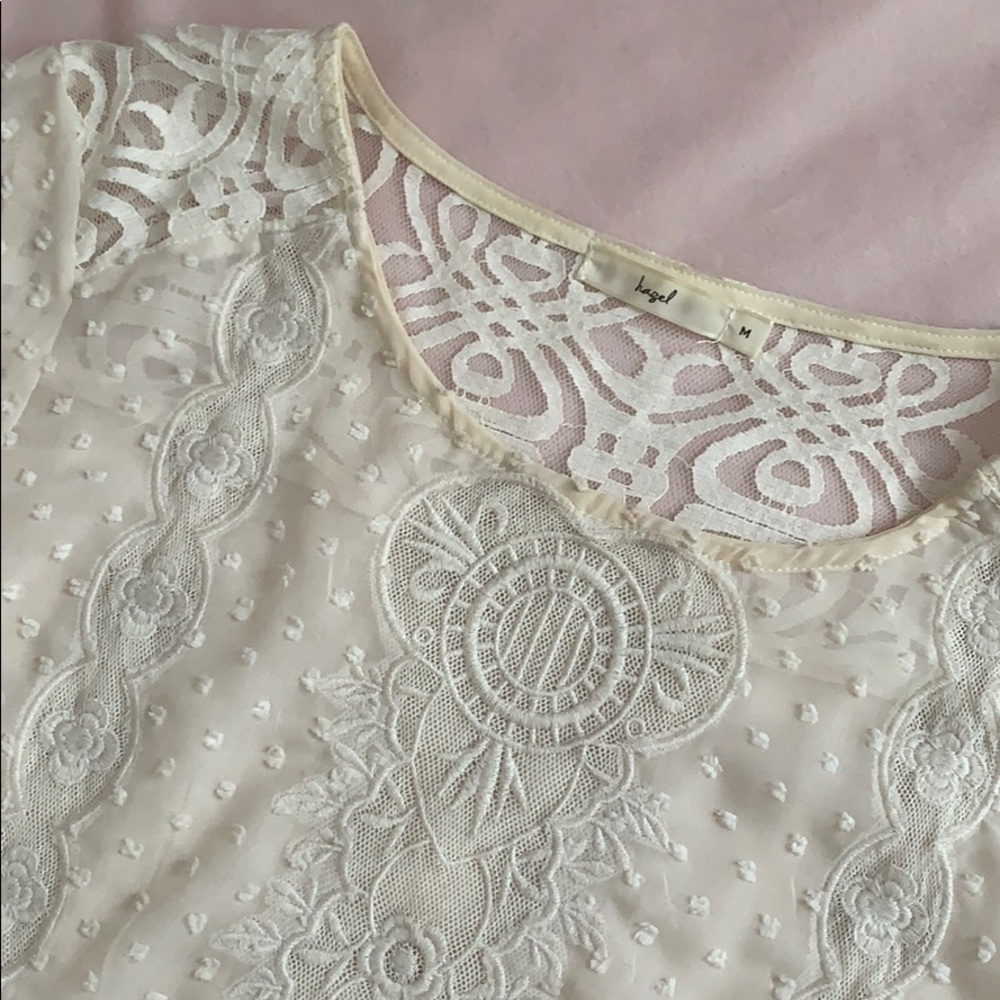 Cream Sheer & Lace Blouse